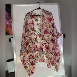 Nordstrom Floral Sheer Kimono - Pink and Cream